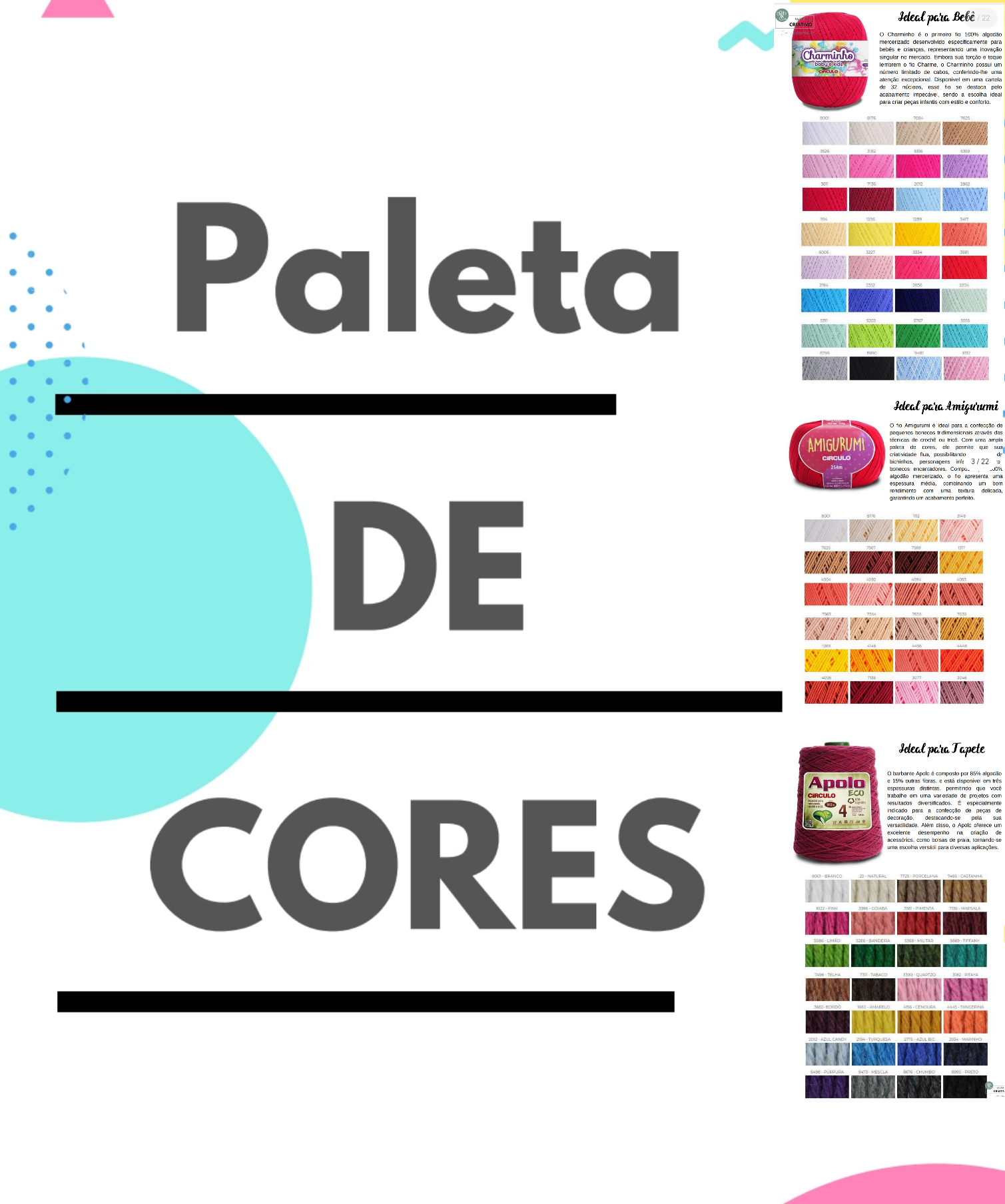 Paleta de cores para tricô