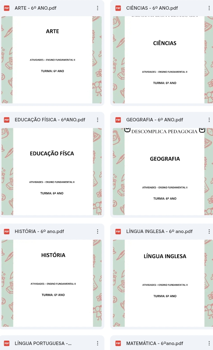 AULAS 6°ANO PARA AUTISTAS